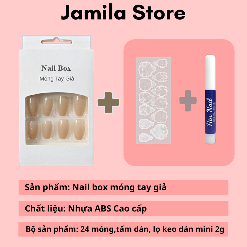 Set Móng Chân Giả  Jamila Hộp 24 Móng Kèm Keo Xinh Xắn