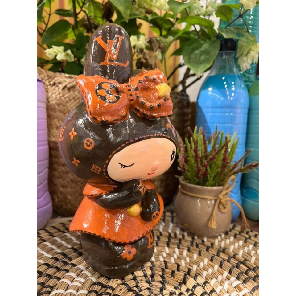 Tượng thạch cao tô màu thỏ Melody- Đồ chơi tô màu cho bé tặng kèm cọ và màu vẽ acrylic