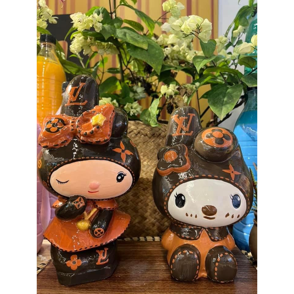 Tượng thạch cao tô màu thỏ Melody- Đồ chơi tô màu cho bé tặng kèm cọ và màu vẽ acrylic