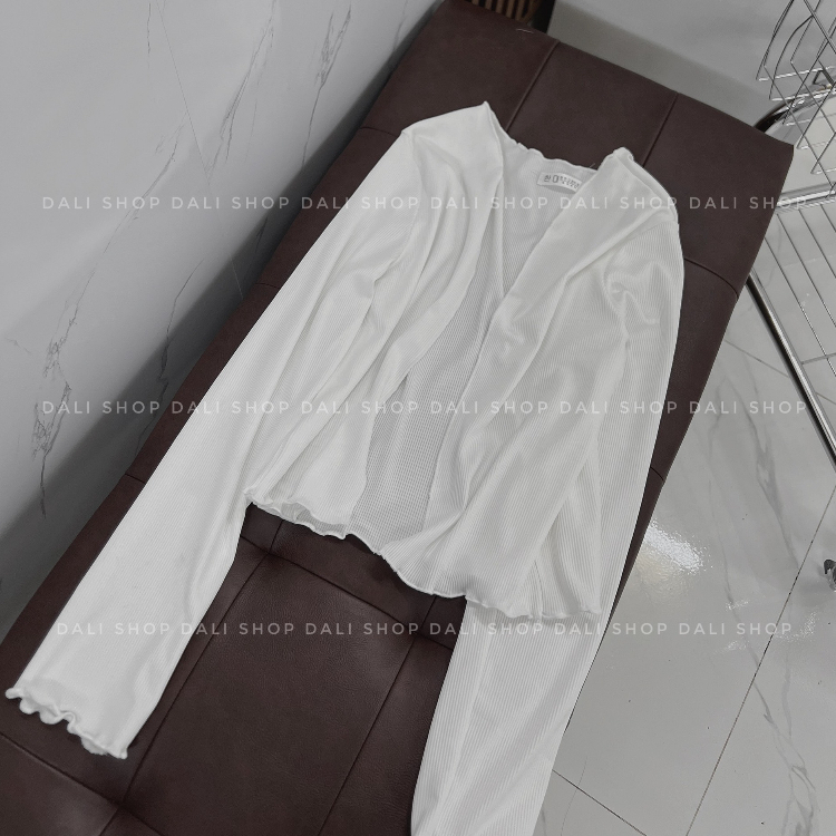 Áo Khoác Cadigan Mỏng Tay Dài Hottrend Chất Liệu Tăm Gân Co Dãn Phong Cách Hàn Quốc