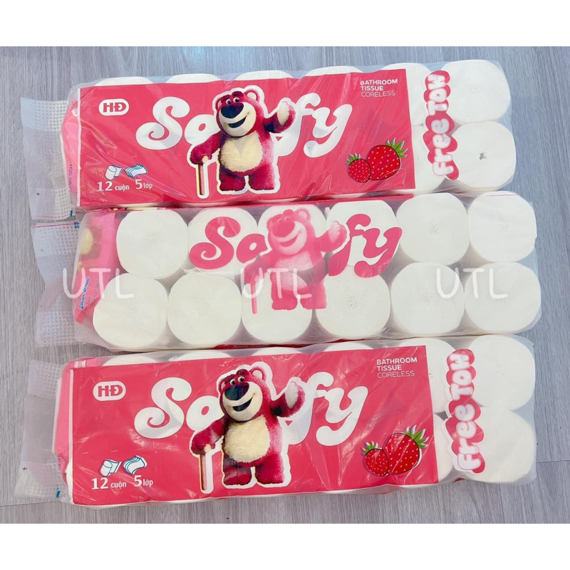 Giấy Vệ Sinh Gấu Dâu Sofy Việt Nam Lốc 10 cuộn Tặng 2 Cuộn Giấy Dai Đẹp Mịn
