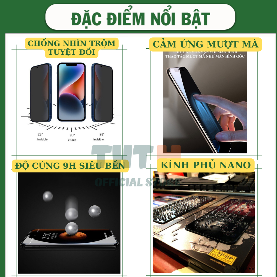 Cường Lực iphone KINGKONG Full Màn Chống Nhìn Trộm cho Iphone 7/8/x/xs/xsmax/11/12/13/14/15/pro/promax