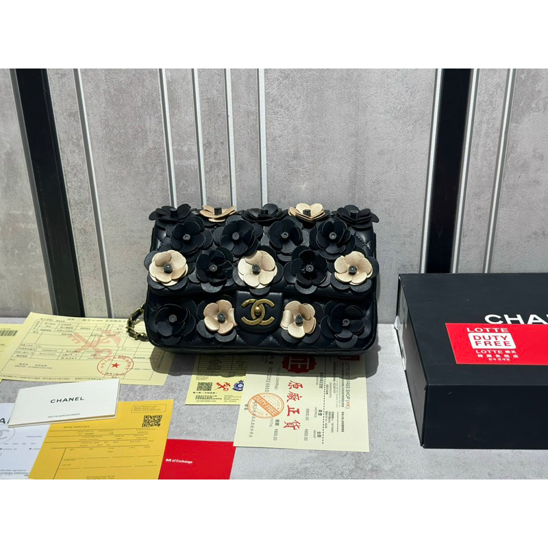 Túi xách nữ Cha.nel classic hoa trà da mịn 26cm fullbox