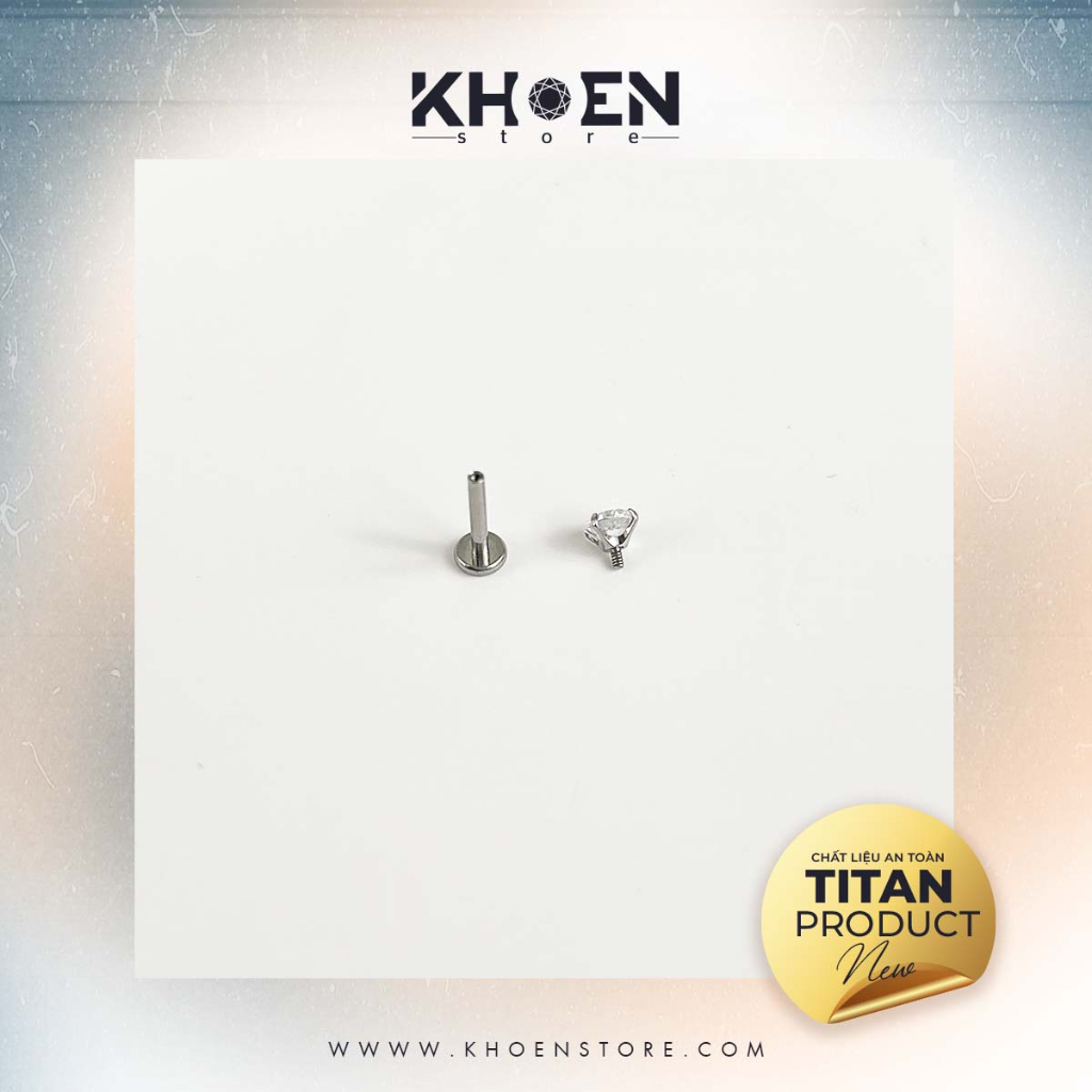 Khuyên Chân dẹp Đá 2mm 3mm 4mm - Titan G23 - Khoen Store