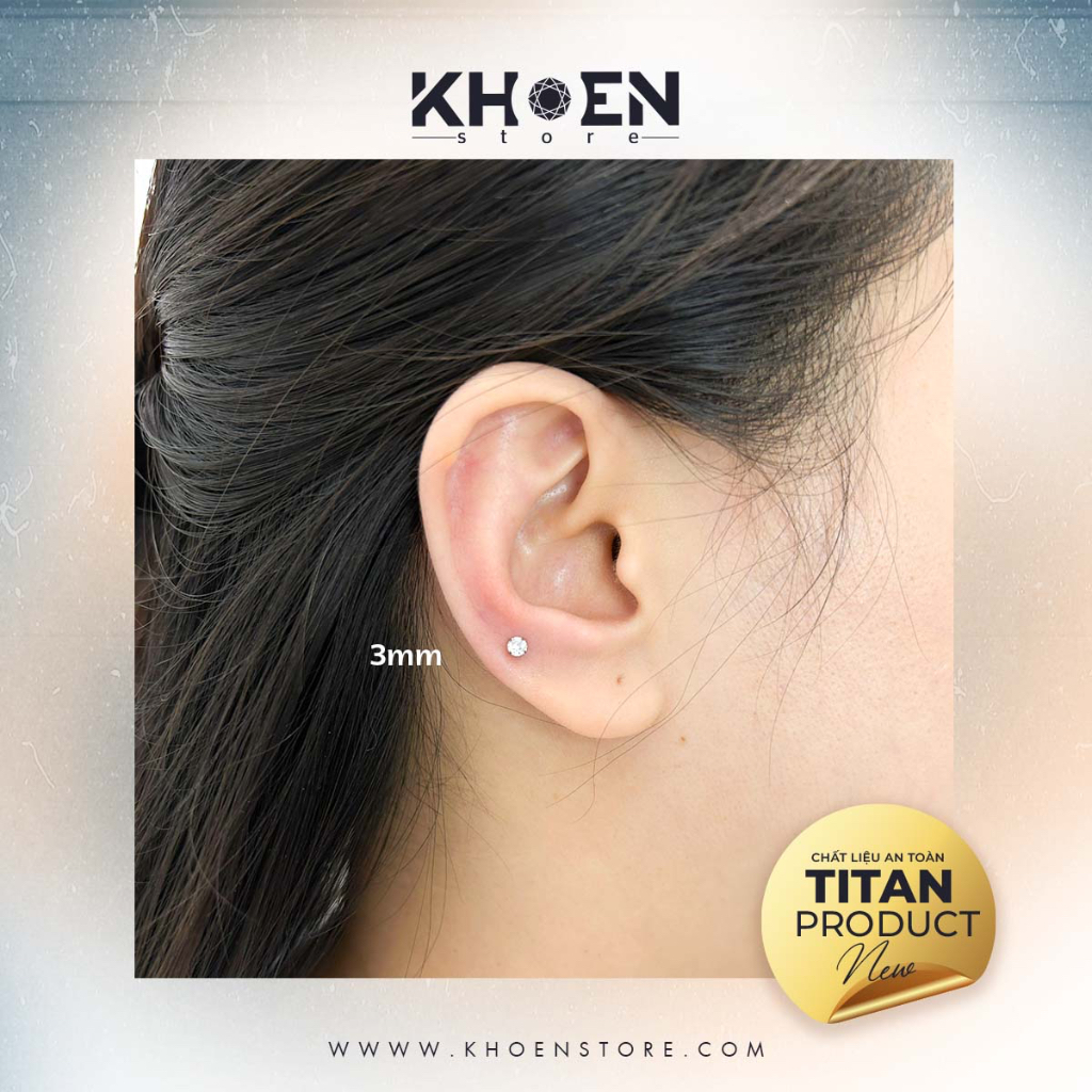 Khuyên Chân dẹp Đá 2mm 3mm 4mm - Titan G23 - Khoen Store