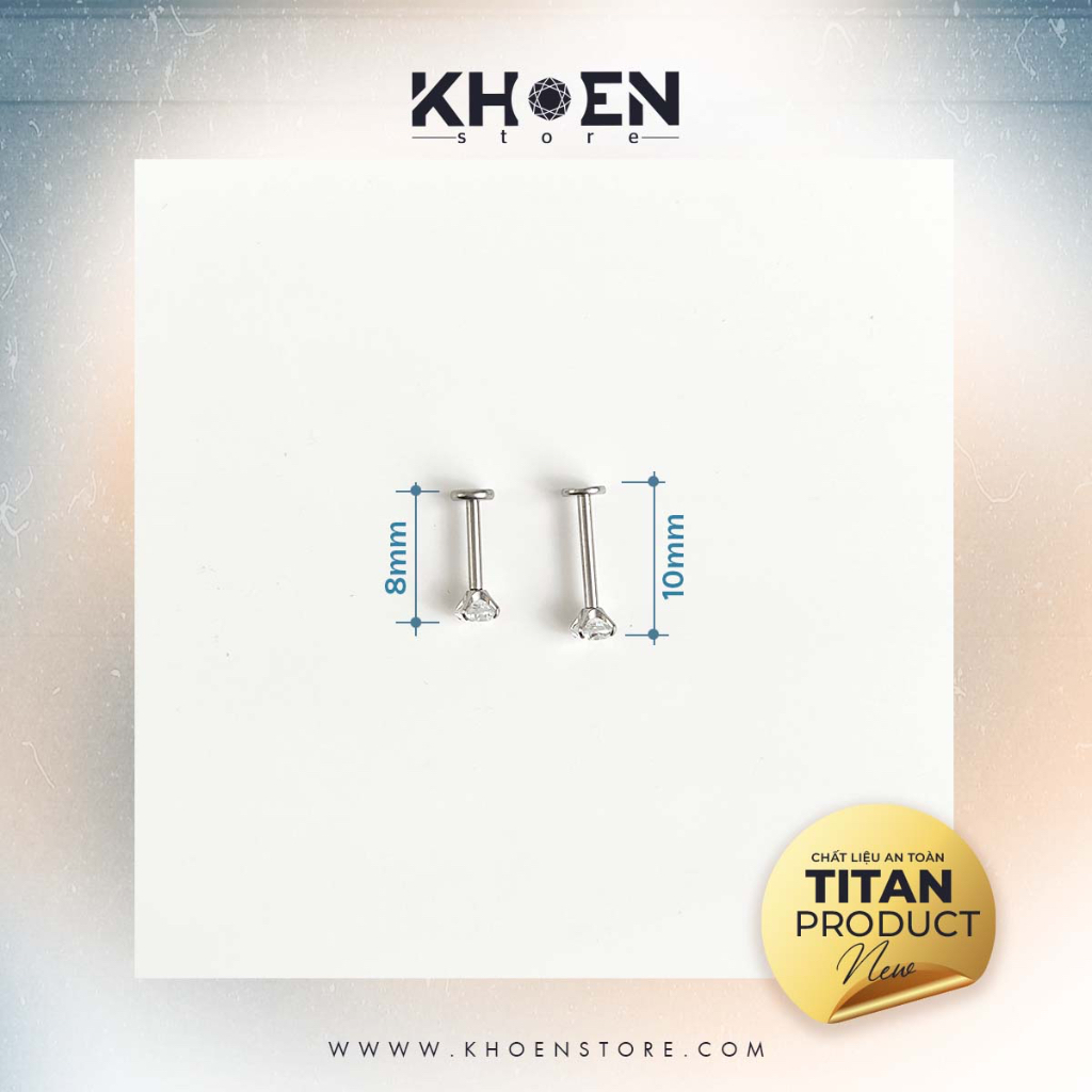 Khuyên Chân dẹp Đá 2mm 3mm 4mm - Titan G23 - Khoen Store