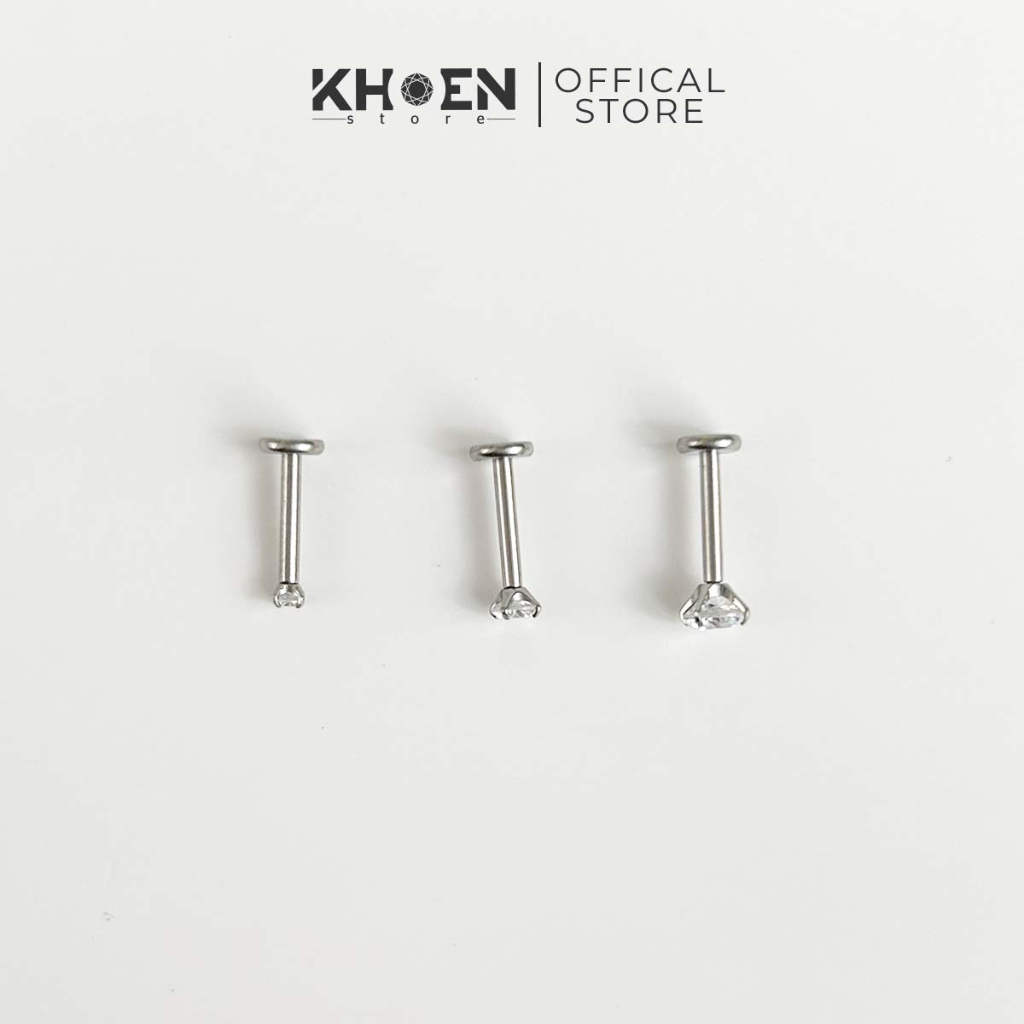Khuyên Chân dẹp Đá 2mm 3mm 4mm - Titan G23 - Khoen Store