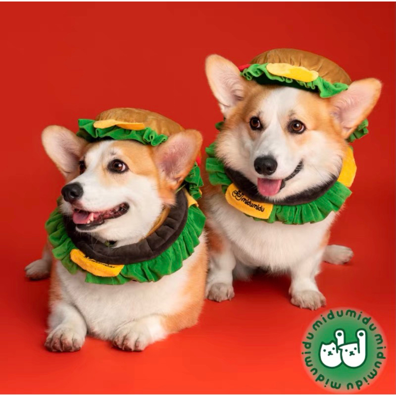 Mũ hamburger cute cho chó mèo, gối chống liếm hamburger cho chó mèo 🍔🍔