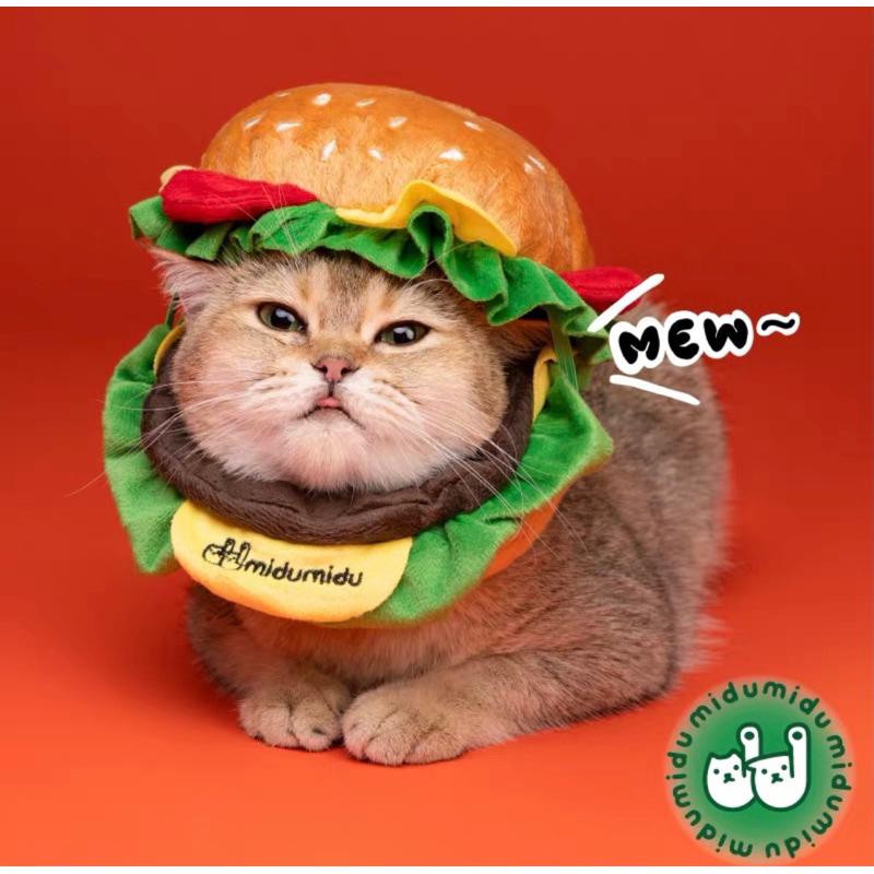 Mũ hamburger cute cho chó mèo, gối chống liếm hamburger cho chó mèo 🍔🍔