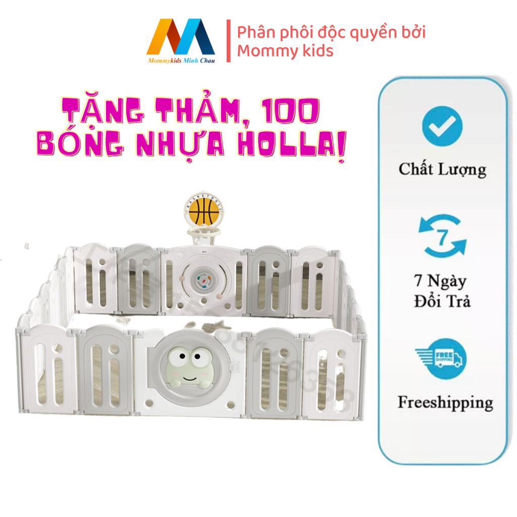 Quây cũi nhựa nguyên sinh cho bé MommyKids Minh Chau ,mẫu ông già tặng 100 bóng nhựa, 1 thảm