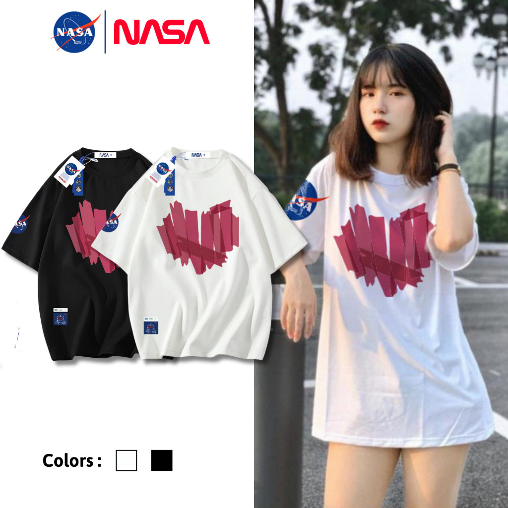 Áo phông cặp đôi năm nữ Nasa trái tim hồng NA082 croptop dành cho người yêu LocalBrand Nasa Space
