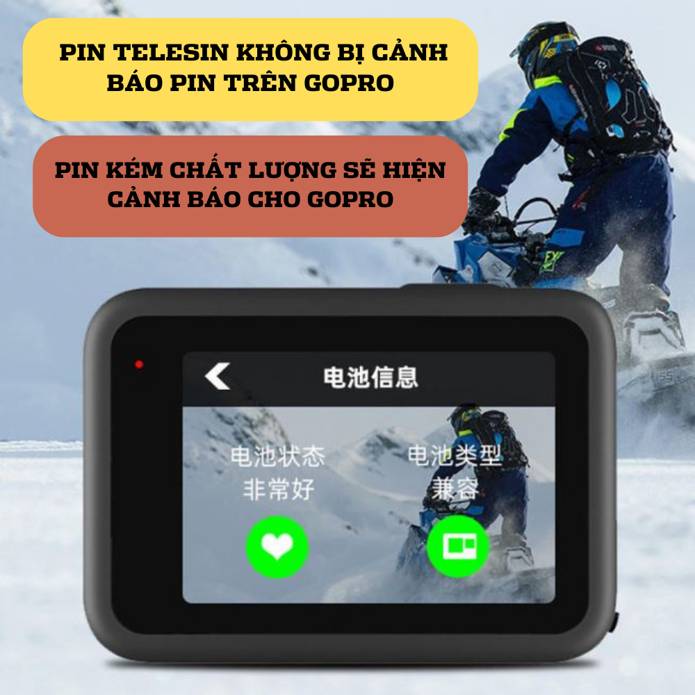 Pin TELESIN cho GoPro hero 9 10 11 12 Dung lượng 1750MAH- Hàng chính hãng- PIN V2 HỘP SẠC