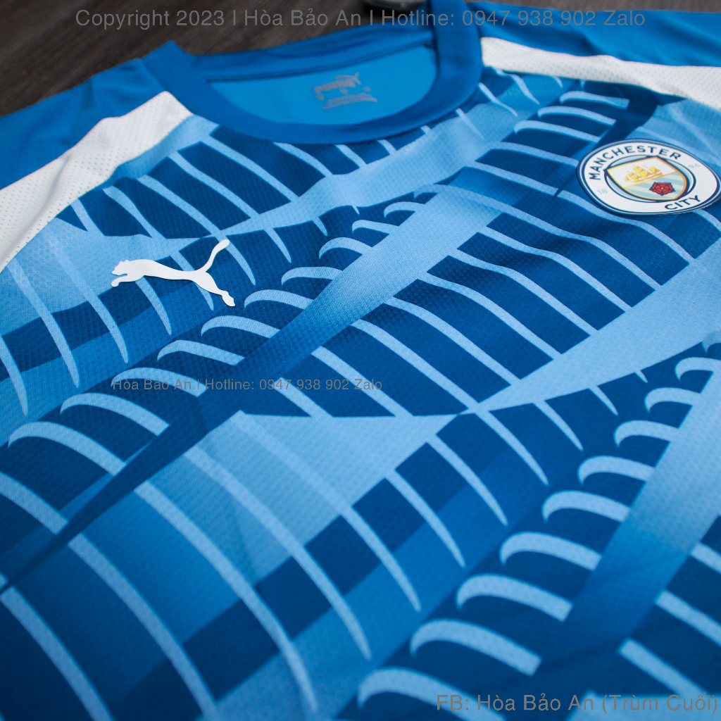 Bộ thể thao nam Manchester city Sân Khách - đồ đá banh nam ngắn tay Man city sân nhà 23/24 màu Xanh