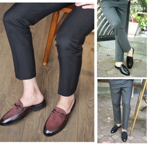  GIÀY SỤC NAM HỞ GÓT DA LỘN DA BÒ NGUYÊN TẤM SANTORO SERIES M638 