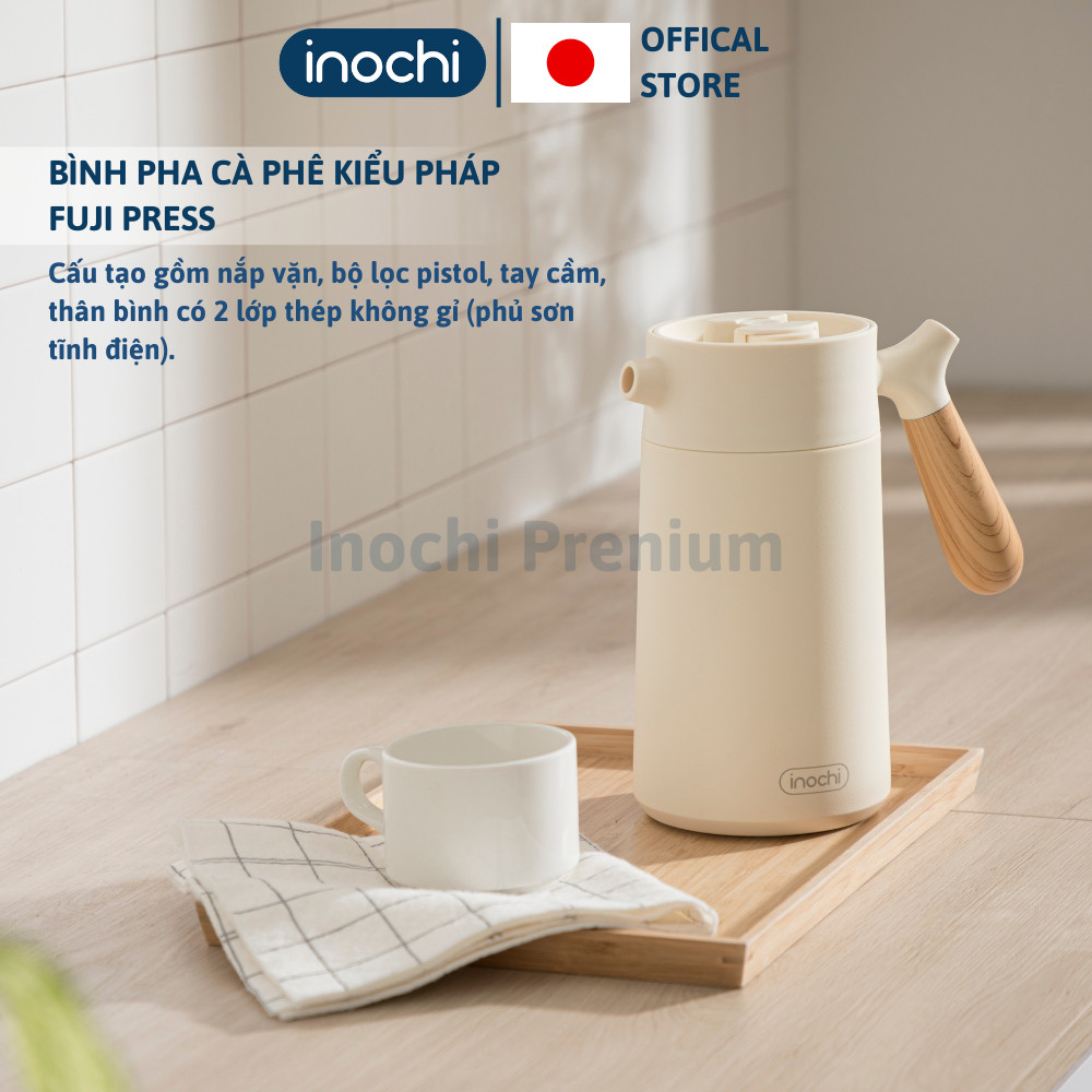 Bình giữ nhiệt pha Cà phê kiểu Pháp Inochi Fuji Press 950ml pha trà Nóng Lạnh nhựa nguyên sinh dành cho dân văn phòng