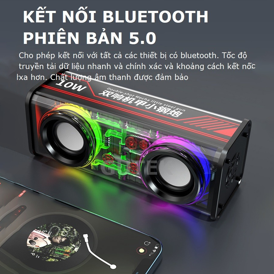 Loa Bluetooth Không Dây LEOPOLD V8 Mini Cầm Tay Công Suất Lớn, Âm Thanh Hay, Led Nháy Theo Nhạc, Âm Bass Siêu Trầm