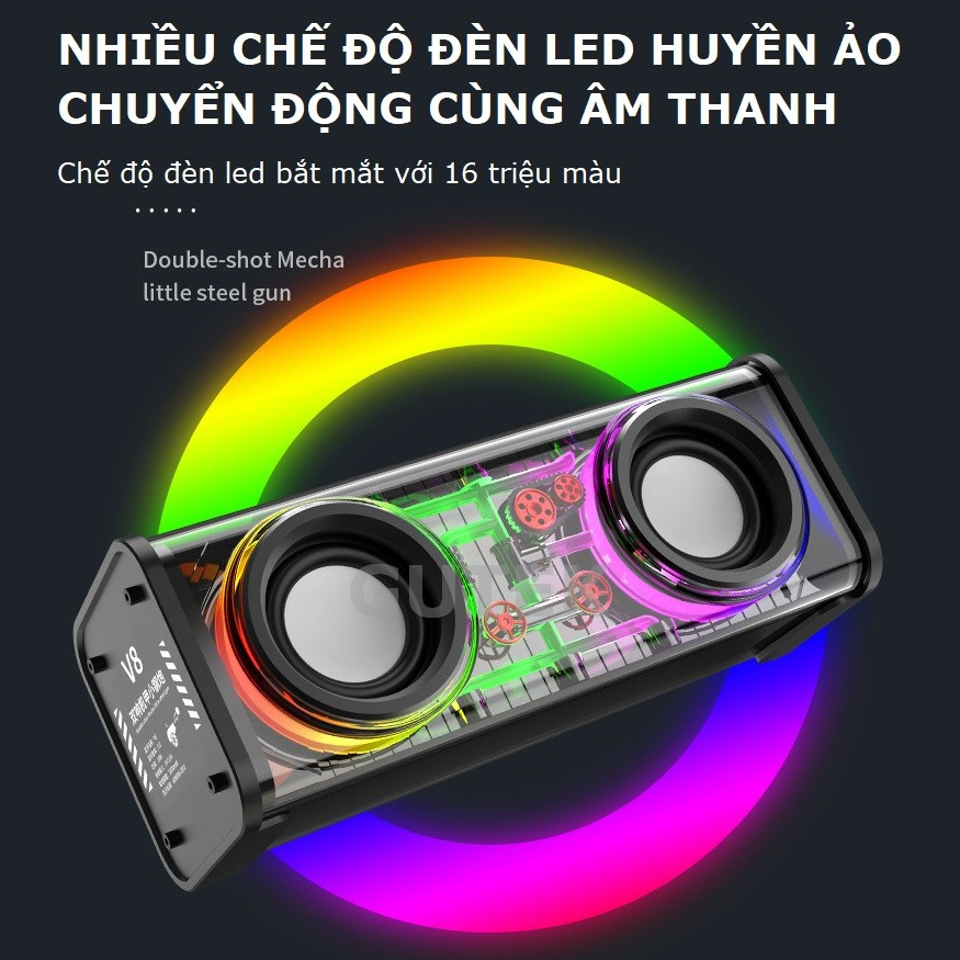 Loa Bluetooth Không Dây LEOPOLD V8 Mini Cầm Tay Công Suất Lớn, Âm Thanh Hay, Led Nháy Theo Nhạc, Âm Bass Siêu Trầm