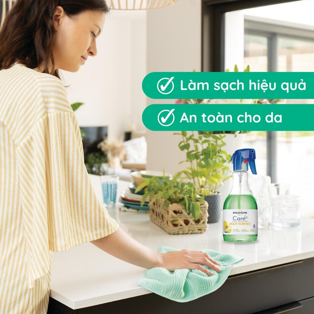 Xịt làm sạch bếp hữu cơ cho da nhạy cảm Stanhome Multi-Surface Care 500ml