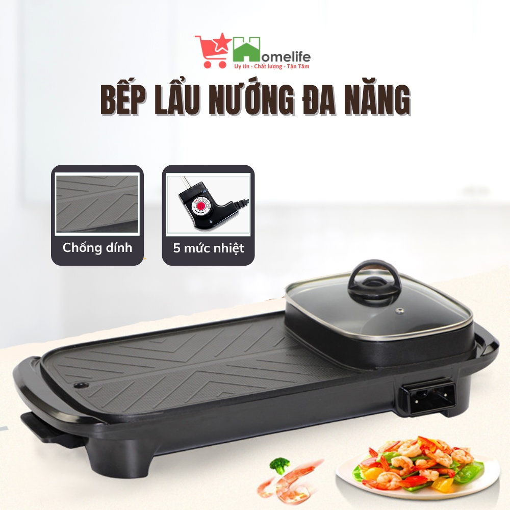 Nồi Lẩu Nướng Dài Đa Năng 2 in 1 - Bếp Nướng Điện Và Lẩu Cao Cấp Công Suất 1300W, Chống Dính Tiện Dụng senko.shop08