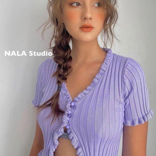 Áo croptop màu tím jennie nữ tay ngắn thun len