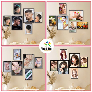 Set 6 tranh nail, tóc, spa decor Phát Tín , chỉ cần dán tường có sẵn keo dán, không khoan tường