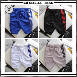 Quần đùi nam thể thao vải lun lạnh mát big size thêu hình, quần short nam tập gym mặc ở nhà kiểu basic