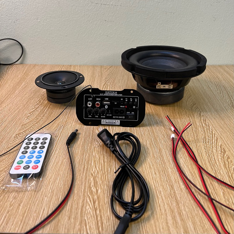 Bộ mạch loa bluetooth, củ loa bass 16, treble giấy từ đôi kèm phụ kiện