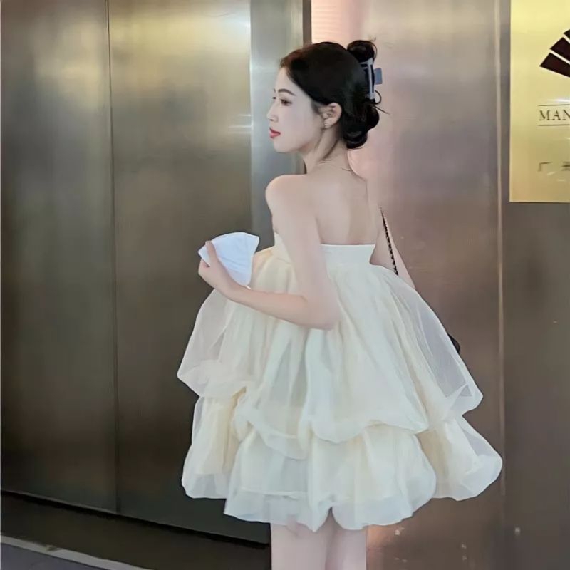 Váy voan tơ bí cúp ngực tầng dễ thương loại đẹp ( ảnh sàn tự chụp )
