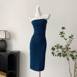Váy quây body dài màu xanh navy xẻ tà