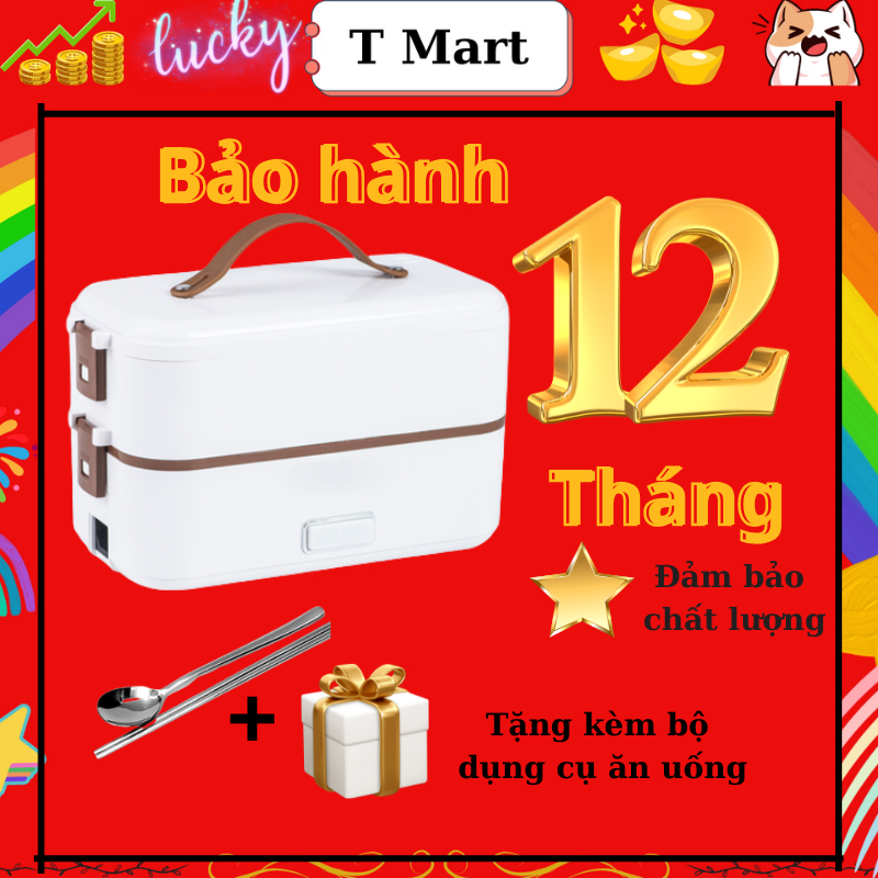 Hộp Cơm Cắm Điện Văn Phòng Tmart 1, 2, 3 Tầng Inox 304 Cao Cấp, Hâm Nóng Và Tự Nấu Chín Nhỏ Gọn, Tiện Lợi, Dễ Mang Theo