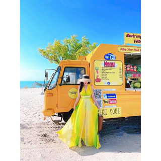 Váy đầm maxi đi biển loang màu