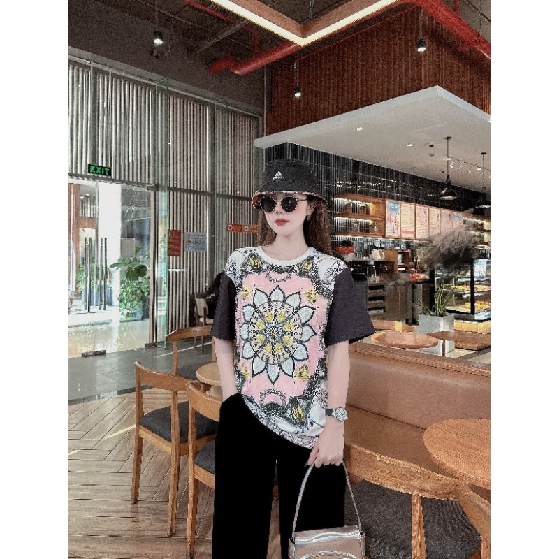 Set Bộ Thun Dài Form Rộng Áo Thun Lạnh In 3D Phối Quần Suông Ống Rộng MSHr