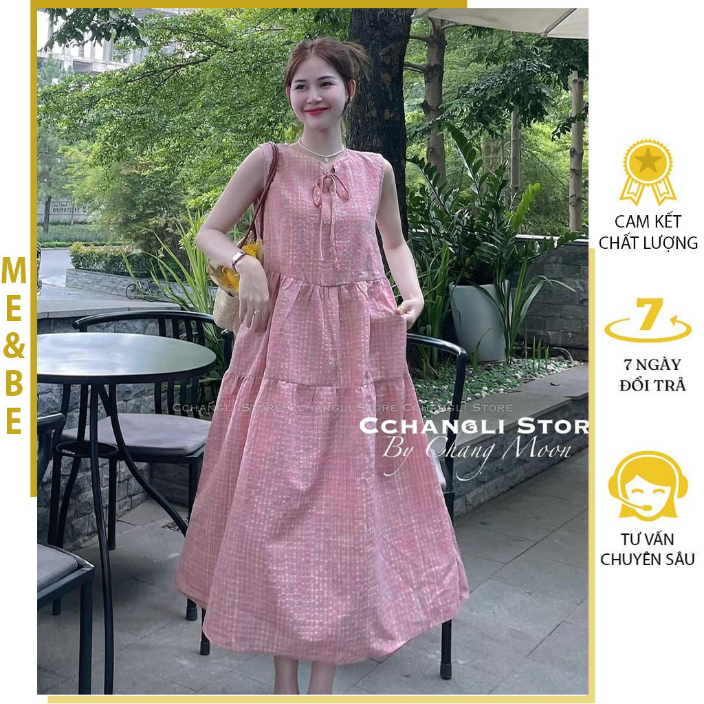 ĐẦM VÁY BẦU ĐI BIỂN MÙA HÈ SÁT NÁCH DÁNG SUÔNG TẦNG DỄ MẶC - ĐẦM BẦU THỜI TRANG CÔNG SỞ FREESIZE