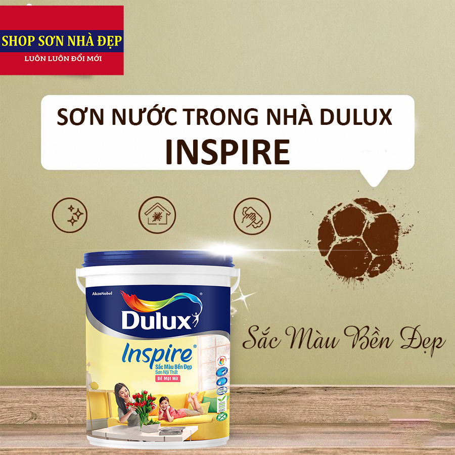 Sơn nước nội thất Cao cấp Dulux Inspire sắc màu bền đẹp Bề mặt mờ Thùng 18 lít