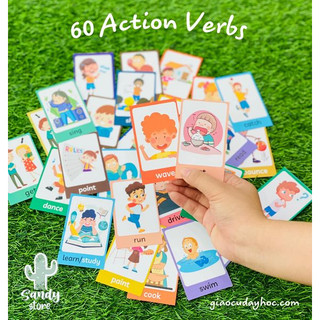 [Học liệu Sandy] Bộ Thẻ 60 Động Từ - Action Verbs