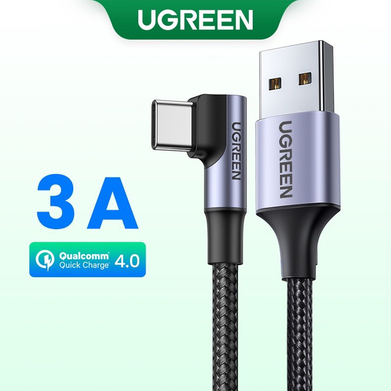 Cáp sạc, dữ liệu USB-A to USB Type-C bẻ góc 90 độ dài 2M Ugreen 50942 cao cấp