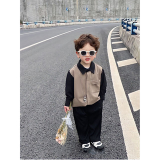 Áo sơ mi nâu tây bé trai