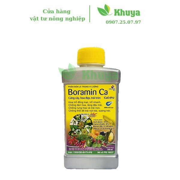 Phân bón lá trung vi lượng Boramin Ca 500ml Cứng cây - Tăng đậu trái