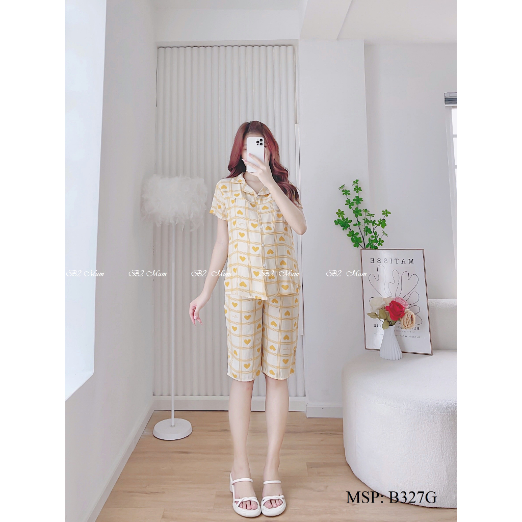 Bộ bầu thiết kế Bộ đũi pijama 2in1 tim B327G B2MUM