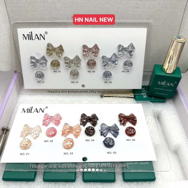 Set sơn gel nhũ flash xà cừ Milan 6 chai tặng bảng màu HN NAIL NEW