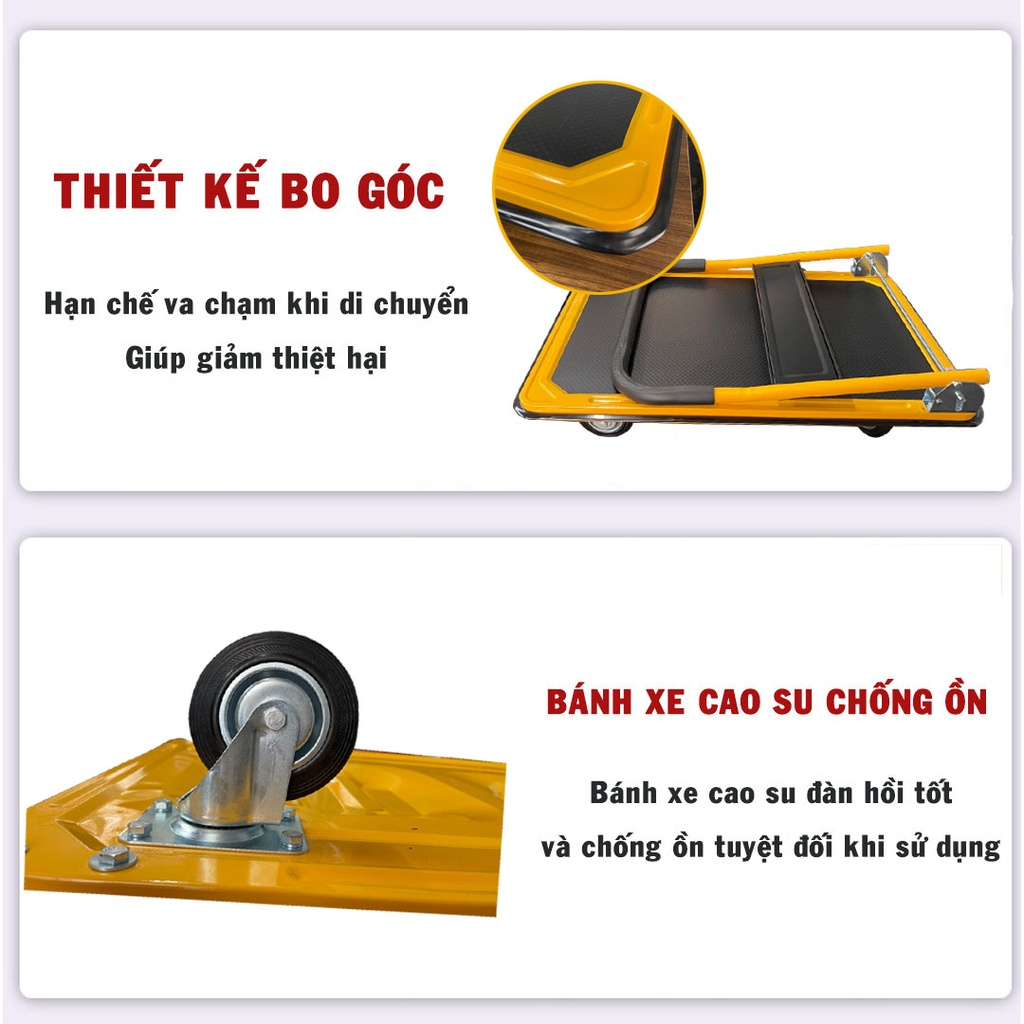 Xe Đẩy Tay TOSHUDO Sàn Thép Đa Năng Gấp Gọn, Tải Trọng Lớn 150KG - 250KG