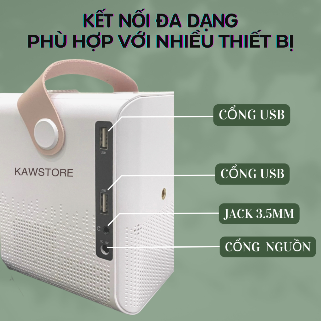 Máy chiếu mini KAW kết nối wifi, bluetooth, dễ dàng kết nối điện thoại, máy tính, sử dụng trong gia đình