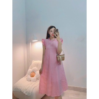 Đầm caro thiết kế dây buộc eo- hình shop chụp thật