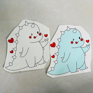 Bộ Tem dán nón bảo hiểm ( bò sữa , khủng Long , dorreamon…cute)