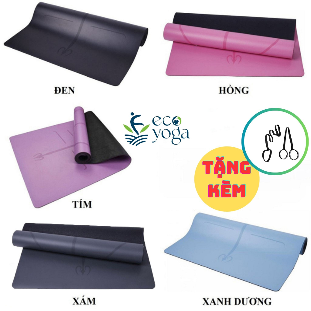 Thảm tập PU cao su tự nhiên 5mm  ECOYOGA định tuyến chống trơn trượt thấm hút mồ hôi đàn hồi bám sàn tốt dày