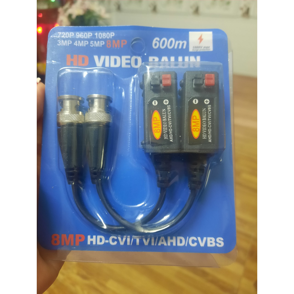 Video Balun bấm  Đỏ Đen 1080P hổ trợ camera AHD/TVI/CVI .3MP.4MP.5MP