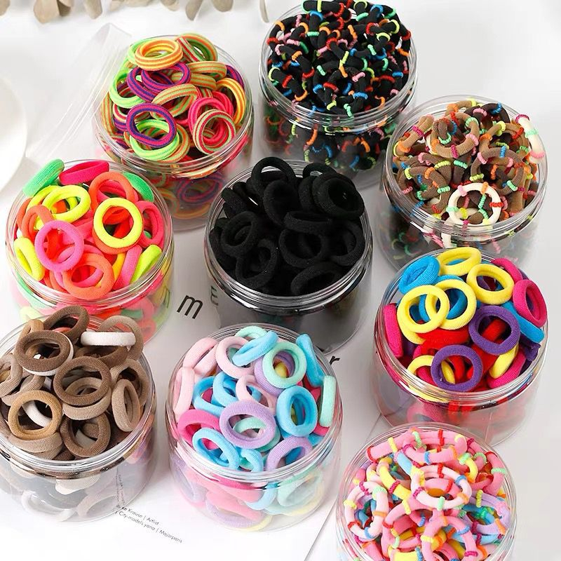 Hộp 100 chun buộc tóc vải cho bé