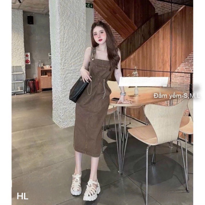 Yếm đùi nâu Tây kaki rút eo T2023