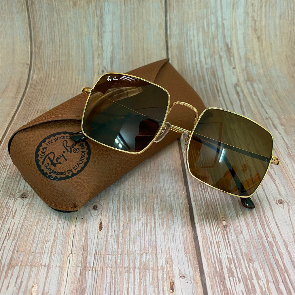 Kính Rayban 1971 của Ý, 2nd, phom gọng vuông tròng thủy tinh nâu trà đi ngày đêm, unisex thời trang du lịch biển