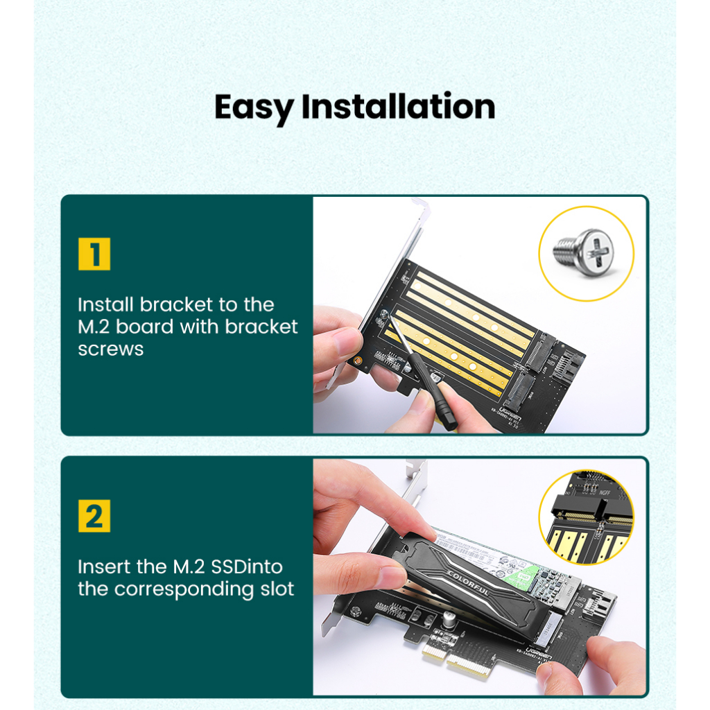 Card PCI E 3.0 sang M.2 NVME - M.2 NGFF Ugreen 70504 Chính Hãng CM302